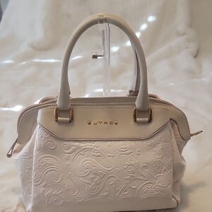 Etro Cream And Tan Paisley Embossed Satchel